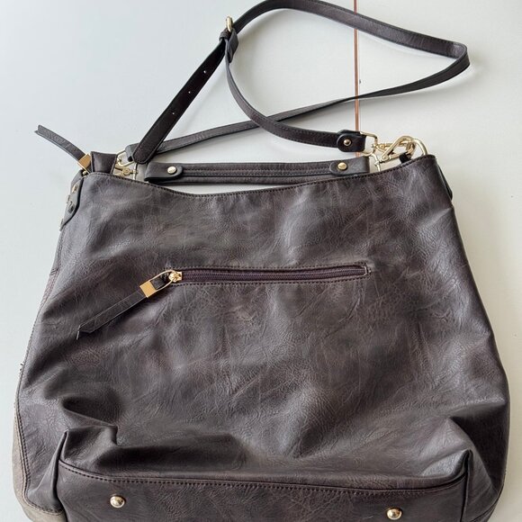 Cross body/large handbag in brown leather patchwork with removeable strap - Picture 2 of 11